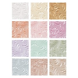 Ideen mit Herz Decorative Paper Nature, Floral Design, Natural Paper, Coloured Paper, Handmade, Refined, Embossed, Colourful, DIN A4, 24 Sheets in 12 Colours (Design 01)