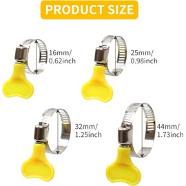 Stainless Steel Tightening Pipe Clips, 16 Pcs Adjustable Key-Type Band Hose Clamp Assortment Kit for Pool Hose for Above Ground Pools and PVC Tubing, Pipe Clamp, Worm Gear Clamp(6/25/32/44mm)