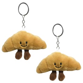 Bodeshis 2 Pcs Croissant Keyring, Cute Plush Keychain, Soft and Durable Croissant Bag Charm for Women and Children, Gift for Birthday and Holiday