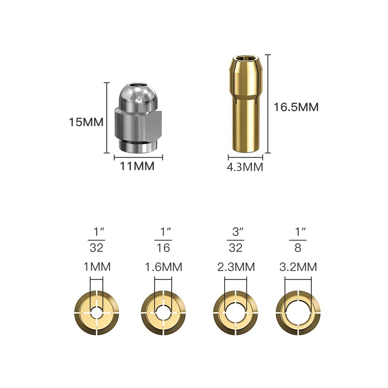 Collet Set for Dremel, 10Pcs Replacement 4485 Brass Quick Change