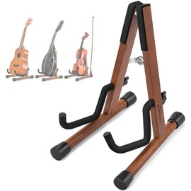 Donner DS-3U Ukulele Stand, Mini Guitar Stand, Violin Stand, with Bow, Foldable, A-Shaped, Wooden, Handmade, For 21/23/26 Ukulele, Violin/A/F Mandolin, Small Musical Instruments