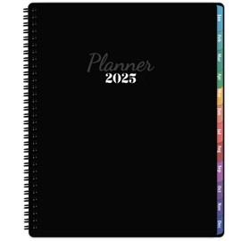 2025 Planner/Calendar - 2025 Planner Weekly and Monthly, JAN - DEC 2025 Planner with Coloful Tabs, Writing Paper, Yearly Overview, Spiral Binding - Waterproof Cover (Black, 6.4" x 8.5")