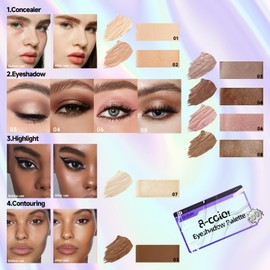 Eyeshadow Palette - Eye Shadows Palette - 8 Colors Blendable Matte Shimmer Metallic Eyeshadow Pallet - Long Lasting Blendable Natural Bright Colours Make Up Eye Shadows Cosmetics