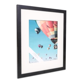The Display Guys - Minimalist Wooden Picture Frame w. Tempered Glass - 20x24 matted to 16x20 - Wall Hanging - Black