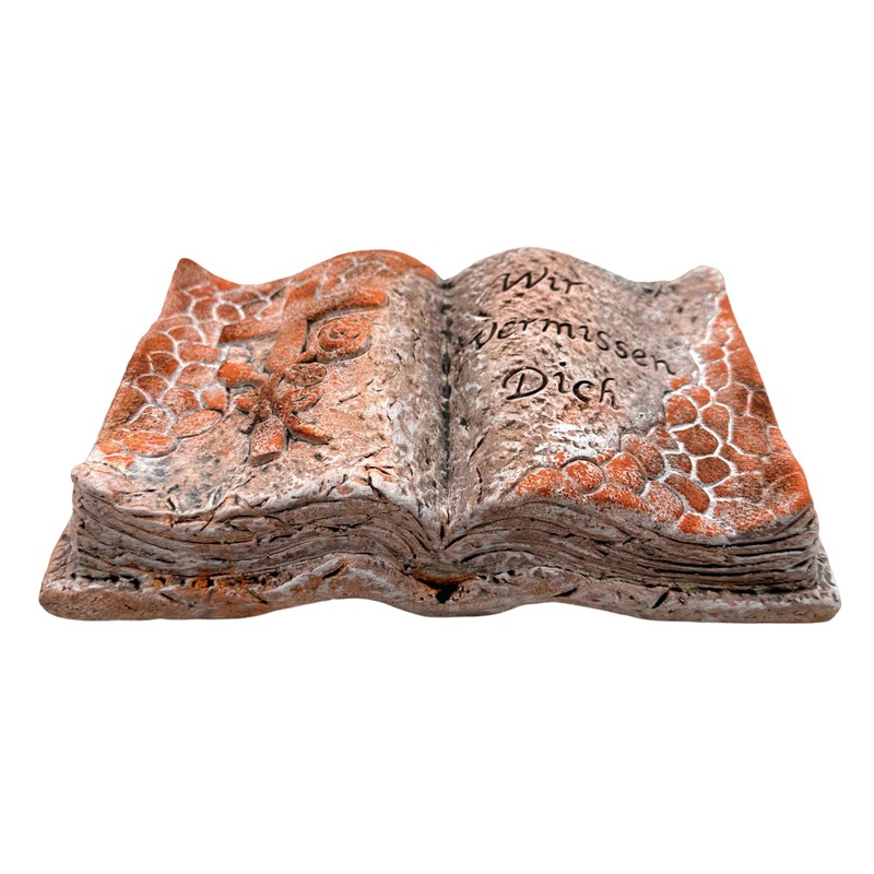 Bambelaa! Graveside Decoration Mourning Item Cross on Book "Wir vermissen