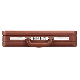 Hard Attache Bonded Leather Briefcases for Men Women/Slim Hard-sided Laptop Brief Case with Combination Locks - Brown