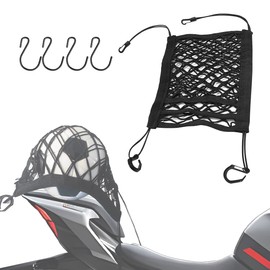 NYTKL Motorcycle Cargo Net for Helmet Storage, 10"×12" High-Elastic Triple Layer Helmet Net with 4 Hooks, Thicken Mesh Luggage Strap Rack Expansion Organizer for Bike Motorcycle