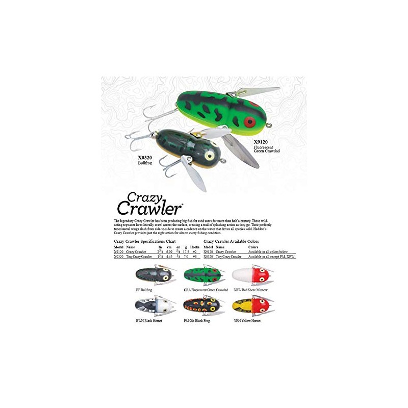 Heddon Crazy Crawler Fishing Lures (Red Shore Minnow, 2 3/8-Inch)
