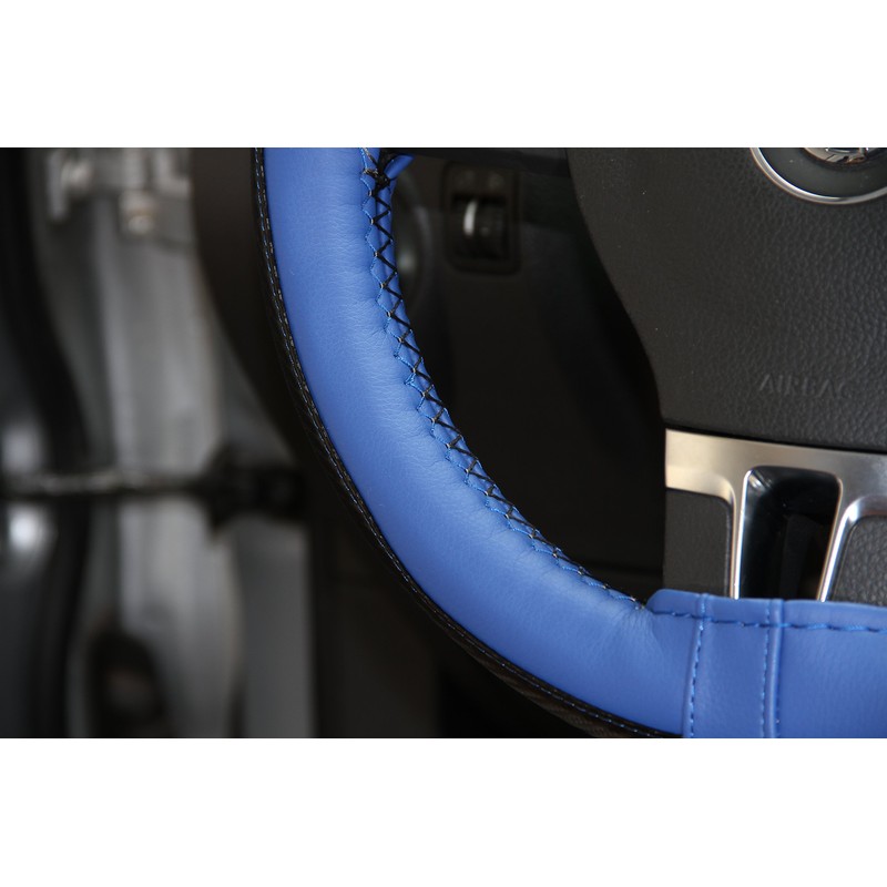 14.25"-15" Steering Wheel Wrap Cover PVC Leather Stitch on with