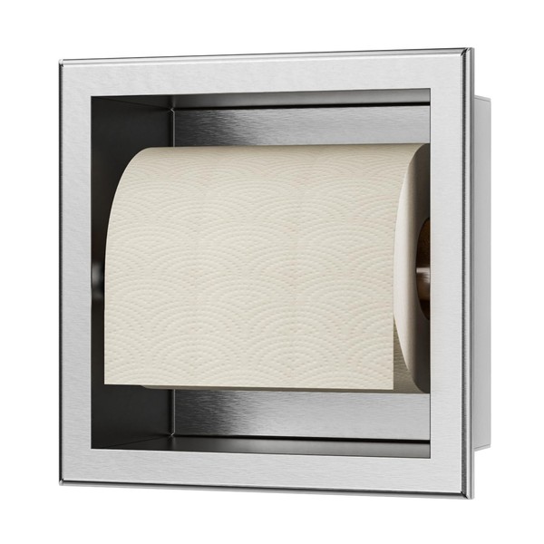 Bernkot Flush-Mounted Stainless Steel Toilet Roll Holder for Bathroom Holder,