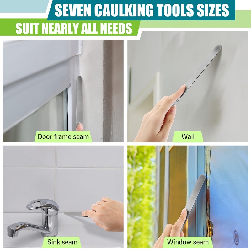 Saillong 7PCS Caulking Spatula Tool Set, Professional Stainless Steel Caulk