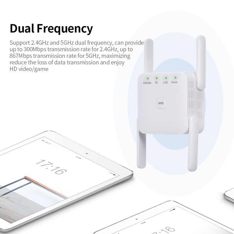 1200Mbps 2.4G 5G Dual Frequency WiFi Repeater WiFi Extender Wireless