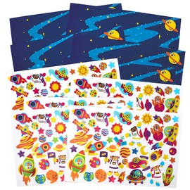 Baker Ross FX307 Space Scene Sticker Side Set of 5, Sticker Set for Children for Crafting, Designing and Decorating