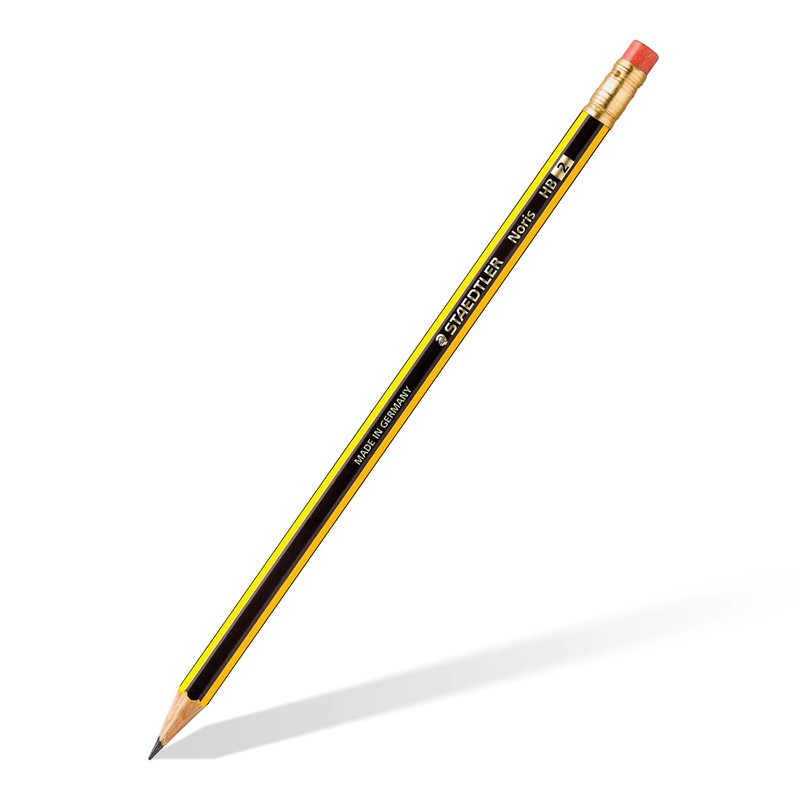 STAEDTLER 122-HB Noris Graphite Pencils with Eraser-Tip - HB (Box