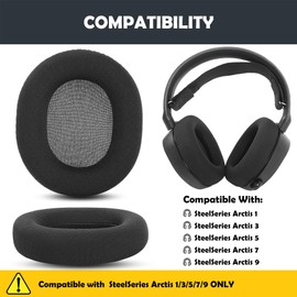 HTINDUSTRY Replacement Earpads Cushion Compatible with SteelSeries Arctis 1,Arctis 3,Arctis 5,Arctis 7,Arctis 9 Gaming Headset Durable Ear Pads with Breathable Fabric Foam