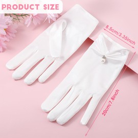 TIESOME Short Glove, Satin Gloves, White Bridal Gloves, Women's Elegant Bridal Gloves, Flower Wrist Lace Gloves, Courtesy Summer Wedding Opera Dinner Gloves, White
