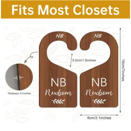 Baby Closet Dividers for Clothes Organizer - Set of 8 Adorable Wooden Double-Sided Baby Clothes Size Hanger Organizer from Newborn to 24 Months for Nursery Beautiful Decor