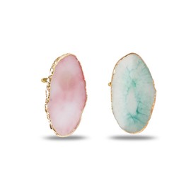 2PCS Resin Marble Nail Art Palette Rings Gel Polish Mixing Trays DIY Color Plates Nail Art Polish Holder with Adjustable Finger Ring for Nail Art