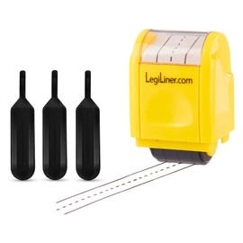 LEGILINER 1/2" Dashed Handwriting Line (YELLOW) Teacher Stamp – Tri-Line Dashed Pattern, Includes Ink Refill. Classroom & Home Use. Refillable Ink Writing Practice Roller Stamp.