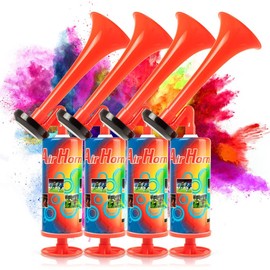 Dzanken Fanfare Portable Sports Horn with Loud Sound and Air Pump Air Horn for Football Games and Other Sports Events Pack of 4