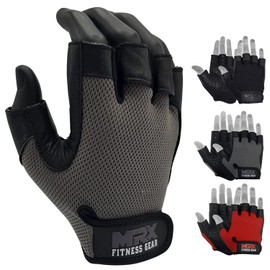 Weightlifting Gloves Leather Palm Grip Half Finger Body Building Gym Glove for Exercise Training Fitness Workout Men Women Lifts Made Spandex Materials, Gray, X-Small