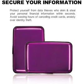 IMAGILIVSPAS RFID Blocking Credit Card Protector Aluminum ID Case Hard Shell Business Card Holders Metal Wallet for Men or Women (Pack of 1) (Purple)