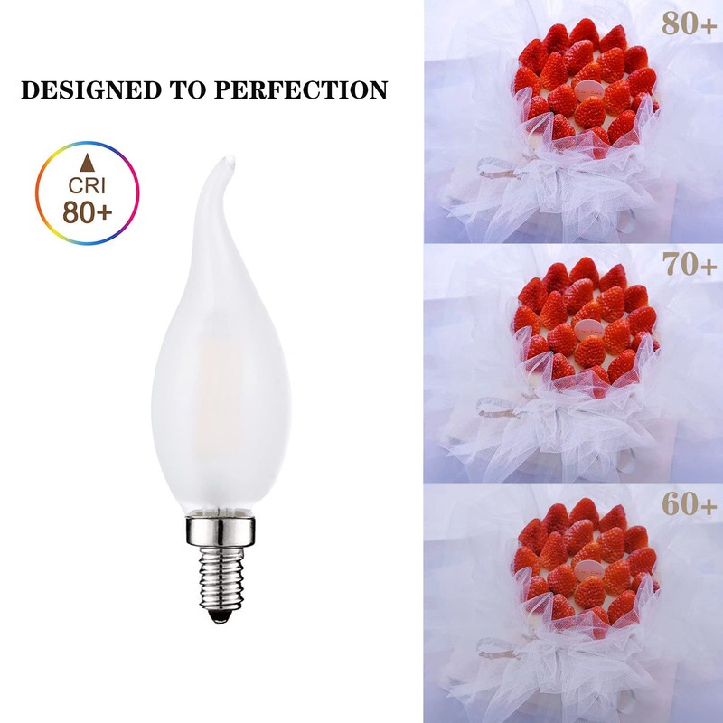 Frosted LED Candelabra Bulbs 60 Watt Flame Tip Chandelier Light