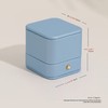 Woodten Elegant Sky Blue Ring Box Leather Engagement Ring Box