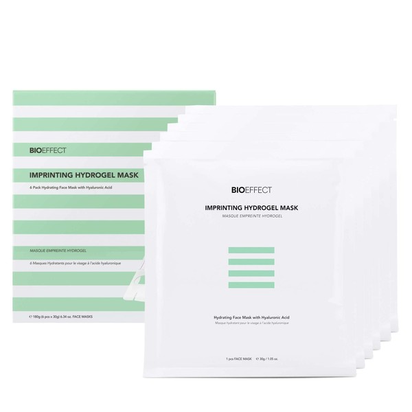 Bioeffect Imprinting Hydrogel Facial Skincare Mask 6-Pack with Hyaluronic Acid is Deeply Moisturizing, Skin Plumping and Fast Absorbing, A Hydrating Gel Sheet Mask Beauty Treatment, Alcohol-free
