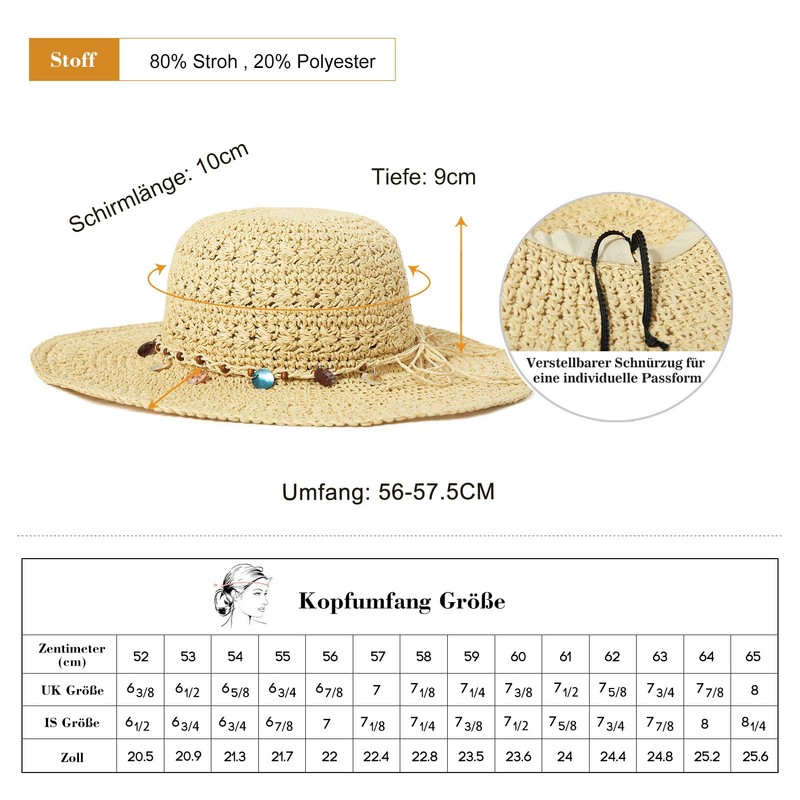 Comhats Women's Summer Straw Hat Foldable Handmade Beach Hat UV