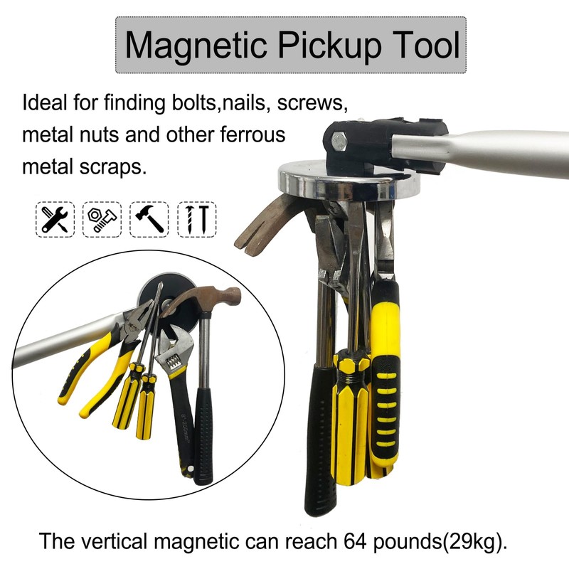 Telescoping Magnetic Sweeper Pickup Tool, Retractable 27" to 43" with