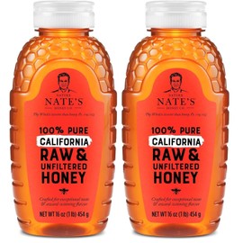Nate's California 100% Pure, Raw & Unfiltered Honey - 16 oz. Squeeze Bottle - All-natural Sweetener