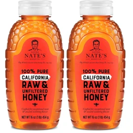 Nate's California 100% Pure, Raw & Unfiltered Honey - 16 oz. Squeeze Bottle - All-natural Sweetener