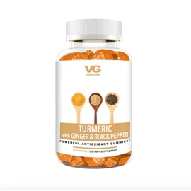 VITA GLOBE Turmeric with Ginger and Black Pepper Gummy Vitamins 250mg- Non-GMO, Vegan and Powerful Antioxidant, 30 Count (Pack of 1)