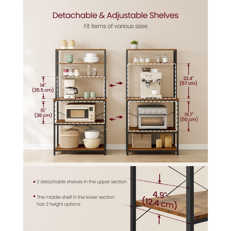 VASAGLE Coffee Bar, 31.5 Inches Baker's Rack for Kitchen with