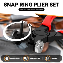 Auto Dynasty Multi Angle Snap Ring Plier, 2pcs Heavy Duty Internal External Spring Ratchet Circlip Plier with Case for Ring Remover Retaining, 6.5 Inch