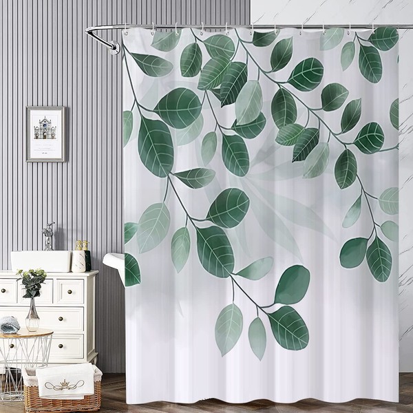REZAYMRS Leaf Shower Curtain with 12 Hooks, 72''x72'' Waterproof Polyester
