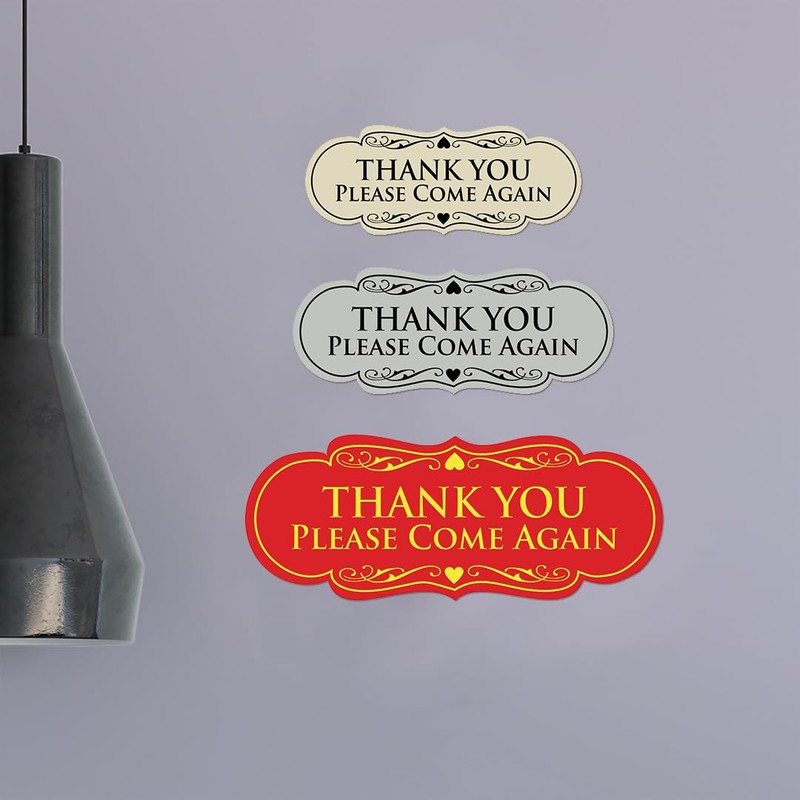 Designer Thank You Please Come Again Sign - Black/Gold -