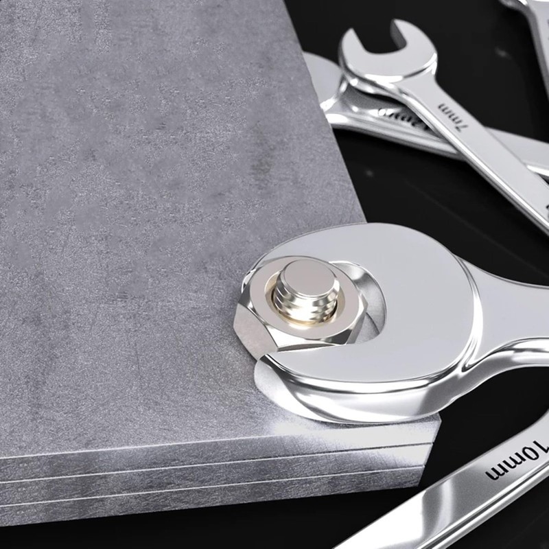 FLZOSPER 24mm×27mm Super-Thin Open End Wrench，Metric Slim Spanner，Flat Head Chrome