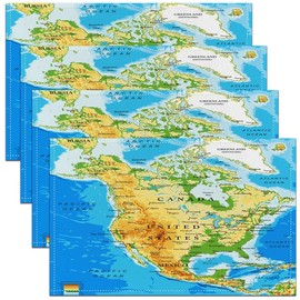 World Map Table Place Mats 18"x12" Topographic Map of The World Placemat for Kitchen Dining Table Decoration Indoor Outdoor Car Reversible Continents Countries Oceans Placemats for Dining Table