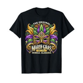 Mardi Gras Mask, The Original Mobile Alabama Mardi Gras T-Shirt