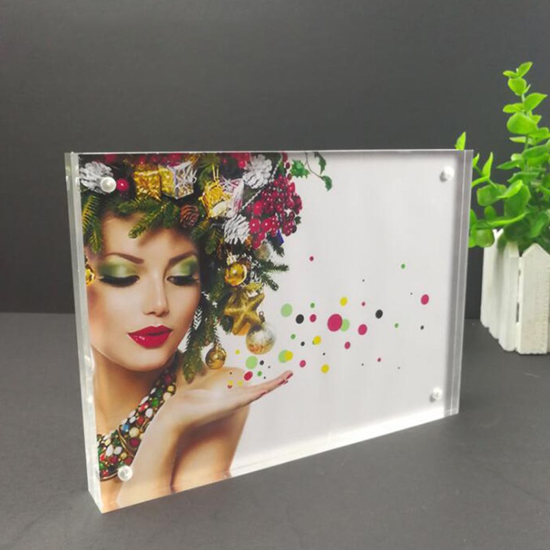 Acrylic Photo Frame Crystal Clear Frameless Double Sided Freestanding Photo