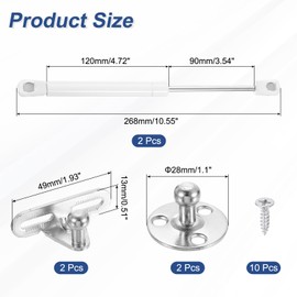 sourcing map 2Pcs Lid Support Hinges, 200N Gas Struts Soft Close Folding Lid Stay Hinges Automatic Slow Lowering Pneumatic Lid Buffer for Cabinet Closet Wardrobe, White