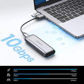 GiGimundo NVMe SSD Enclosure USB C 10Gbps, Heavy Duty, Supports UASP, Tool-Free, Compatible with NVMe M/M&B Key for 2280/2260/2242/2230 NVMe SSD, Gray