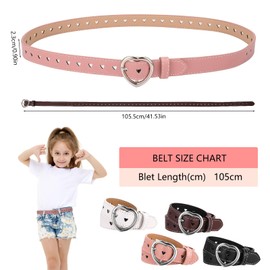 4 Pieces Kids Belt for Girls, Cute Heart Shape with Metal Buckle Elastic Stretch Adjustable Waist Belt Youth Toddler Belt for Girls Jeans Dress