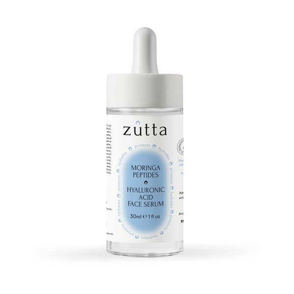Zutta Moringa Peptides + Hyaluronic Acid Hydrating Serum For All Skin Types | Anti-Pollution, Anti-Aging, Anti-Redness, Plumping Serum with Peptides and Hyaluronic Acid | Vegan & Dermatologist tested