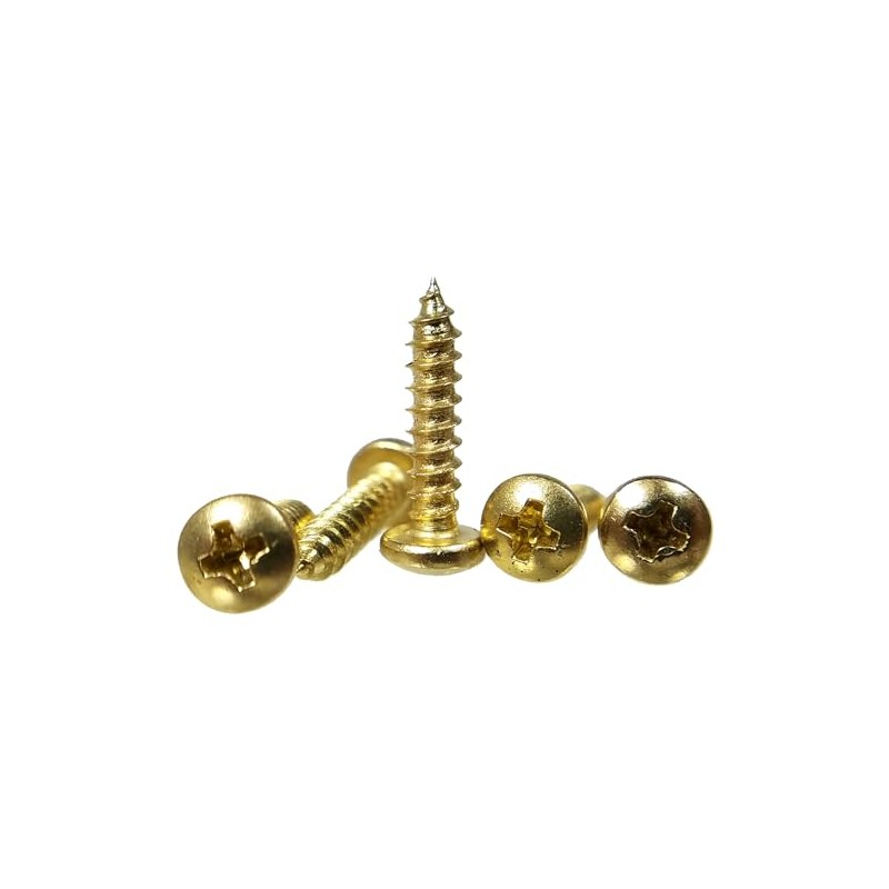 100pc. #4 x 1/2" Brass-Plated Phillips Round-Head Wood Screws