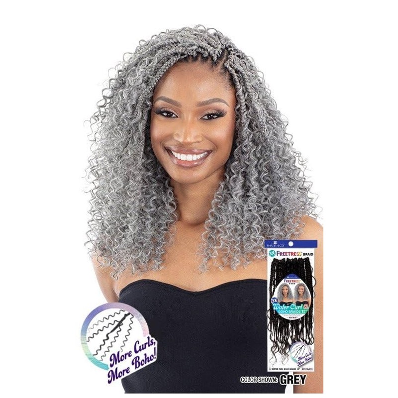 Shake-N-Go Crochet Braids 3X Water Curl Boho Braids 12" (Color: