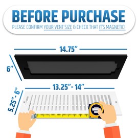 Powerful Magnetic Vent Covers (3-Pack) That Will Never Fall Off (Upgraded Design) - for Sealing Floor/Wall/Ceiling Registers of Width 5.25" to 6", Length 13.25" to 14" | Vent Not Included | White