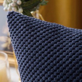 MIULEE Pack of 2 Decorative Lumbar Throw Pillow Covers Soft Pellets Soild Cushion Case Navy Blue Pillow Cases for Couch Sofa Bedroom Car 12 x 20 Inch 30 x 50 cm